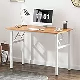 SogesHome Klapptisch Computertisch 100 x 60 x 75 cm PC Schreibtisch Büroarbeitsplatz für Home Office Verwendung Schreibtisch, Esstisch Konferenztisch,Teak & Weiss, AC5BW-100-SH