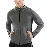 Muscle Alive Herren Reißverschluss Laufen Hoodies Sportjacken Fitness Running Jacken Fitnessstudio Hemd Sport Oben Grau S