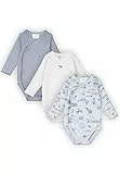 Stellou & friends Baby Body, 100% Bio-Baumwoll Wickelbody 3er MultiSet, kuschelweiche und hochwertige Kinder Kleidung für Jungs und Mädchen, Langarm-body,space-50/56