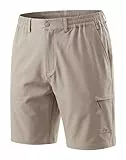 Pioneer Camp Shorts Herren Outdoor Abriebfest Elastisch Wanderhose Wasserabweisend Trekking Kurze Hosen mit Mehreren Taschen und Elastischem Bund für Bergsteigen Alltagseinsatz（Khaki;2XL