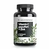 Vitamin C - 120 Kapseln - Hochdosiert mit 1000mg + 15mg Zink - Pflanzlich fermentiert & gepuffert (pH-neutral, säurefrei, magenschonend) - Laborgeprüft, vegan und in Deutschland produziert