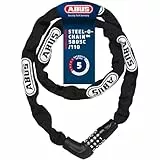 ABUS Kettenschloss Steel-O-Chain 5805C – Zahlenschloss aus 5 mm starken Stahlkette Sicherheitslevel 4 – 110 cm – Schwarz
