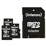 Intenso Premium microSDXC 3er Pack 64GB Class 10 UHS-I Speicherkarte inkl. SD-Adapter, schwarz: Amazon.de: Computer & Zubehör