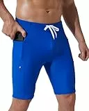 Arcweg Herren Jammers Lang Badehose Kompression Schwimmen Badeanzug Jammer für Herren & Jungen knielangen Badehose zum Schwimmen Racing Trainings Blau XXL(EU)