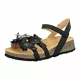 Think! Damen KOAK chromfrei gegerbte nachhaltige Sandale, SCHWARZ 0000