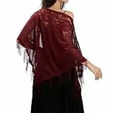 iSpchen Dreieck Spitze Stola Damen Spitze Stola Weiche Schals und Tücher Umhang Spitzenschal Umhang Schal Festlich für Damen Hochzeit Braut Brautjungfer Party Schals,Lila Rot