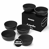 MIAMIO - Müslischalen Set 6 x 600 ml - Obstschalen, Salatschüsseln, Suppenschalen groß, Schüssel Set - Le Papillon Kollektion (Schwarz)