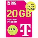 Telekom MagentaMobil Prepaid M mit 33 GB Highspeed-Volumen | 5G/LTE Max & Allnet Flat in alle dt. Netze | unverbrauchtes Datenvolumen weiter nutzen | EU Roaming & Hotspot Flat | 10 EUR Startguthaben