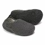 BARFULKER Hausschuh Kinder Jungen Mädchen Winter Weiche Wärme Hüttenschuhe Baby Unisex Socken Pantoffeln Bequem Rutschfeste Kleinkinder Lauflernschuhe Barfußschuhe Slippers(Grau,26/27 EU)