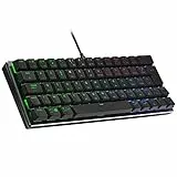 Cooler Master SK620 Kabelgebundene Gaming-Tastatur – Kompaktes 60%-Layout, Flache mechanische Schalter, RGB-Beleuchtung pro Taste, On-The-Fly-Steuerung, macOS/Windows-kompatibel–Französische Tastatur