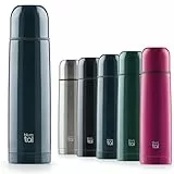 Blumtal Thermosflasche Eifel 500ml aus Edelstahl - auslaufsichere Thermoskanne mit Trinkbecher für unterwegs, Isolation von warmen Getränken, Dark Ocean Blue - Blau