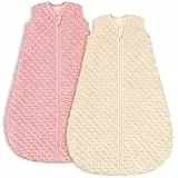 Looxii 2er Pack Schlafsack Baby Baumwolle 1.5 Tog Herbst Babyschlafsack Frühling Winter für Neugeborene Jungen Mädchen 12-18 Monate Liebe Beige und Rosa
