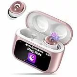 VEKJ Mini Schlafkopfhörer mit Touchscreen, 2025 Neue in Ear Kopfhörer Kabellos mit ENC Noise Cancelling, IPX7 Ohrhörer Rose