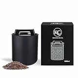 KC Kitchen & Co. Kaffeedose luftdicht für 250 g Kaffeebohnen – Edelstahl Vorratsdose mit Vakuumdeckel & Aromaverschluss – Aufbewahrungsdose für Kaffee, Tee, Zucker, Müsli – Mattschwarz (1000 ml)