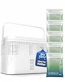 BonAura® AirOne Max Luftentfeuchter ohne Strom bis 33m² I 360° Belüftung I Raumentfeuchter mit Ausgießer & 5 x 980g Luftentfeuchter Granulat I Schimmel- und Geruchsschutz I Raum Entfeuchter Keller