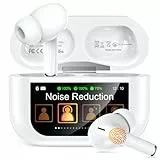 ZZU Kopfhörer Kabellose Bluetooth mit Smart Touchscreen, 48 Std. Laufzeit, Bluetooth 5.4 In-Ear Ohrhörer mit ANC & ENC Geräuschunterdrückung, 5 EQ-Modi, HiFi Stereo, IPX7 Wasserdicht Weiß