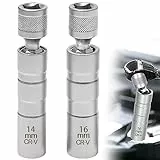 TUZHE Zündkerzenschlüssel 14mm und 16mm 2 Stück Magnet Universal Flexibel Zündkerzenschlüssel Satz Werkzeuge zum Entfernen von Zündkerzen (14mm+16mm)