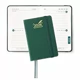 BEZEND Taschenkalender 2026 Klein A7 12 x 8 cm - 2 Tage pro Seite - Mini Terminplaner & Buchkalender 2026 mit PU-Leder Hardcover, Waldgrün