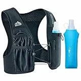 Zelvot Laufweste für Damen und Herren mit 500ml Trinkflasche, Europäisches Originalpatent, Verstellbare Brustgurte, Ultraleicht & Atmungsaktiv, Reflektierende Trinkweste Laufen
