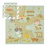 Relaxdays Puzzlematte, 21-TLG. Baby Spielmatte, Bauernhof-Motiv, Tiere, schadstofffreier Schaumstoff, Kindermatte, bunt