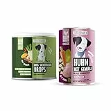SPARSET – Gras- & Kotfresser Drops mit Ulmenrinde für Hunde – Tierärztlich entwickelt + 6X Hundefutter Nass Huhn 400g mit 90% Fleischanteil