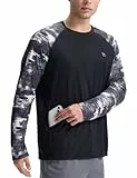 baleaf Herren Rash Guard Langarm Shirt UPF50+ Sonnenschutz Lange Ärmel Schnell trocknendes Sport Langarm T-Shirt Schwarz L