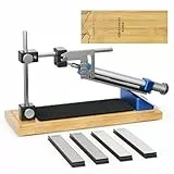 HIUYRFS Messerschärfer Profi Set mit Aufbewahrungsbox aus Holz, Professioneller Messerschleifer mit Schnellspann-Design, Einstellbarer Winkel 0–30° Messerschärfer Set für Feinschleif-Polierwerkzeug