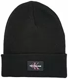 Calvin Klein Damen Strickmütze Monologo Beanie mit Logo, Schwarz (Black), Einheitsgröße
