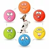 HOLYSTEED Hundespielzeug kleine Hunde, Latex Quietschend, weiches kleines Hundespielzeug, quietschender Hundeball mit Lächeln-Gesicht, 6 Stück/Set
