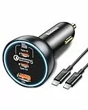 Baseus 160W USB C Autoladegerät 3 Ports, QC5.0 PD3.0 PPS USB C Zigarettenanzünder kfz Ladegerät USB Auto Adapter Car Charger für iPhone 15 14 13 Pro Samsung S24 S23 Ultra iPad MacBook Pro