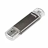 Hama 128GB USB-Speicherstick mit USB 2.0 & microUSB (2-in-1 USB-Stick, z.B. für Android Handy, Tablet, Computer, Notebook, PC, Laptop, MacBook, OTG, 15MB/s) Handy-Stick, Doppel Memory-Stick grau