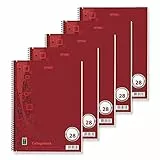 Stylex 43878-P5 - Collegeblock Premium kariert, 5 Stück, DIN A4, 80 Blatt, 90 g/m² Papier, Spiralbindung