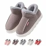 Hausschuhe Winter - Gestrickte Hausschuhe Damen Herren Winter Plüsch Geschlossen - Pantoffeln Unisex Cozy WeWärCloud rutschfest Innen Außen Pantoffeln Mit Flauschig Plüsch Kragen