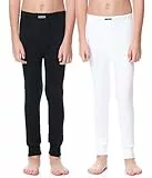 Timone Jungen Lange Unterhose TISS1001 ((2er Pack) Schwarz/Weiß, 164)
