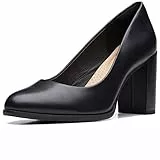 Clarks Damen Freva85 Court Pump, Black Leather, 40 EU