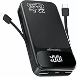 Power Bank 25800 mAh, 22,5W PD3.0 QC4.0 Externer Handyakku Schnell Aufladende LCD Display Powerbank mit USB-C Kabel USB C Ausgängen & Eingängen Tragbares Ladegerät für Smartphone Tablets und mehr 021
