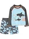 Simple Joys by Carter's Baby Jungen Swimsuit Trunk and Rashguard Rash-Guard-Set, Himmelblau Wale/Schwarz, 3 Jahre