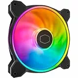Cooler Master MasterFan MF140 Halo2 ARGB – 140mm Gehäuselüfter, adressierbare Dual-Ring-RGB-Beleuchtung, Rifle-Lager, vergrößerte Luftausgleichsblätter mit Stausensorschutz und verbesserter Treiber-IC