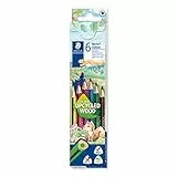 STAEDTLER Buntstifte Noris colour, ergonomisches Dreikantformat, rutschfeste Soft-Oberfläche, hohe Bruchfestigkeit, Made form Upcycled Wood, 6 Farbstifte im Kartonetui, 187 C6, 6 Stück (1er Pack)