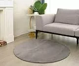 VIMODA Teppich Wohnzimmer Schlafzimmer Flauschig, kurzflorig – waschbar und Fußbodenheizung geeignet,Farbe:Grau;Maße:Ø 120 cm Rund
