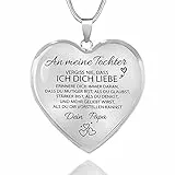 HAYOUWAY Kette Herz Halskette mit Motivierend Text An Meine Tochter Damen Mädchen, Mutter Tochter Kette Herz Anhänger Inspirierende Geburtstag Weihnachten Geschenke für Unsere Tochter von Mama Papa
