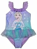 Disney Die Eiskönigin Badeanzug mit Rüschen für Mädchen - ELSA Frozen Kinder Einteiler Schwimmanzug Lila (DE/NL/SE/PL, Numerisch, 98, 104, Regular)