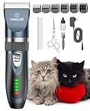 oneisall Leise Schermaschine Katze Hunde, Profi Haarschneidemaschine für langhaarkatzen mit dichtem Fell, Hundeschermaschine katzenrasierer mit leistungstarken Motor (Blau)