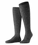 FALKE Herren Kniestrümpfe Teppich Im Schuh M Kh Wolle lang einfarbig 1 Paar, Grau Anthracite Melange 3080, 43-44