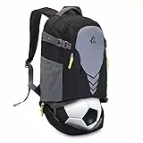 free knight Rucksack mit Bottom Ball Compartment - große Kapazität Sportgeräte Tasche für Jugend Jungen Mädchen Fit Basketball Volleyball Fußball Soccer Ball (Schwarz)