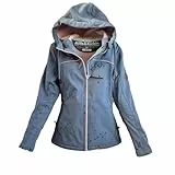 alife & kickin Jacke Parka Übergangsjacke LoraAK B Damen Softshelljacke, Hellblau blau mit Vogelmuster, Kapuze mit Kordelzug, Reißverschluss