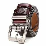 BISON DENIM Gürtel Herren,Ledergürtel Jeansgürtel Metall Retro Gürtel für Herren Kleidung 38mm Breit mit Geschenkbox