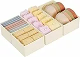 Homsorout Kleiderschrank Schrank Organizer - 4er Set Schubladen Organizer Kleidung Baby, Faltbare Aufbewahrungsbox Stoffboxen Aufbewahrung für kommode, Socken, BHs, Beige