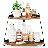 Puricon 2 Etagen Eck Organizer küchenregal Arbeitsplatte Organizer, Aufbewahrungsregal Etagere Badezimmer Kosmetik Organizer Halter Gewürzregal Eckregal für Badezimmer, Küche -1Braun