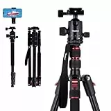 Rollei Compact Traveler No. 2 Stativ Schwarz, 180cm Stativ Kamera 360° Kugelkopf Kompaktes Aluminum Reisestativ mit Einbeinstativ Funktion Dreibeinstativ für DSLR Kamera Fotostativ mit Handyhalterung